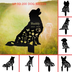 Custom Dog Memorial Stake Dog Grave Marker Every Dog Breed Metal Stake Personalized Dog Garden Sign Outdoor Decor Pet Loss Gift Garden Decor