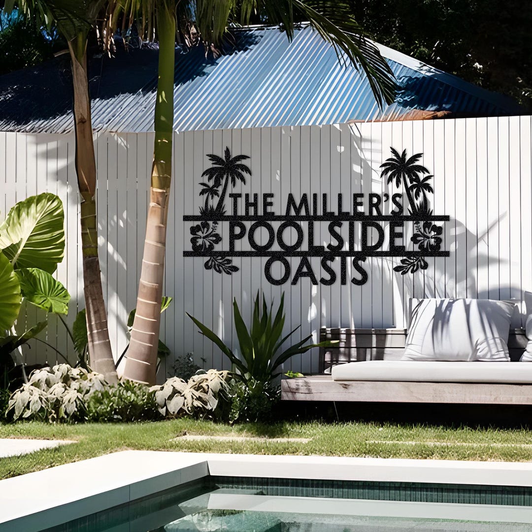 Personalized Backyard Pool Metal Sign: Tropical Oasis Decor - Etsy