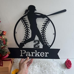 Custom Baseball Metal Wall Art: Personalized Player Name Sign
