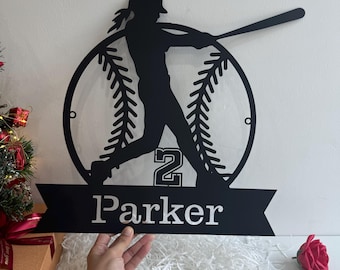 Custom Baseball Metal Wall Art: Personalized Player Name Sign