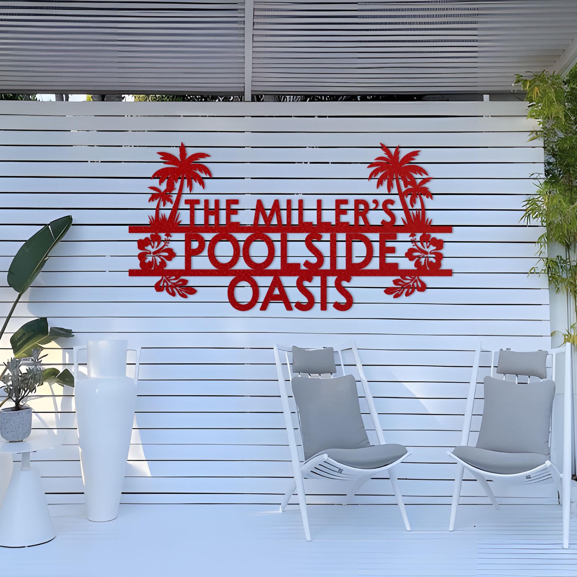 Personalized Backyard Pool Metal Sign: Tropical Oasis Decor - Etsy
