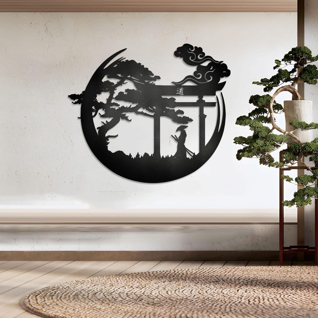 Enso Circle Torii Gate Metal Wall Art: Japanese Decor - Etsy