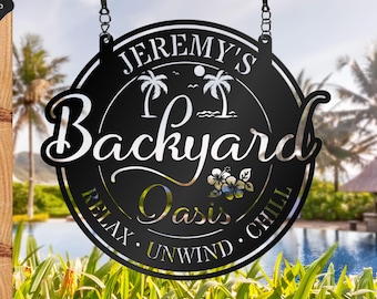 Cartello in metallo personalizzato per piscina da giardino: decorazione personalizzata per oasi all&#39;aperto