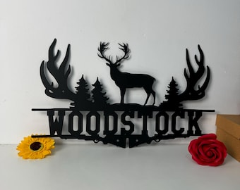 Personalized Deer Family Name Metal Sign: Cabin Decor