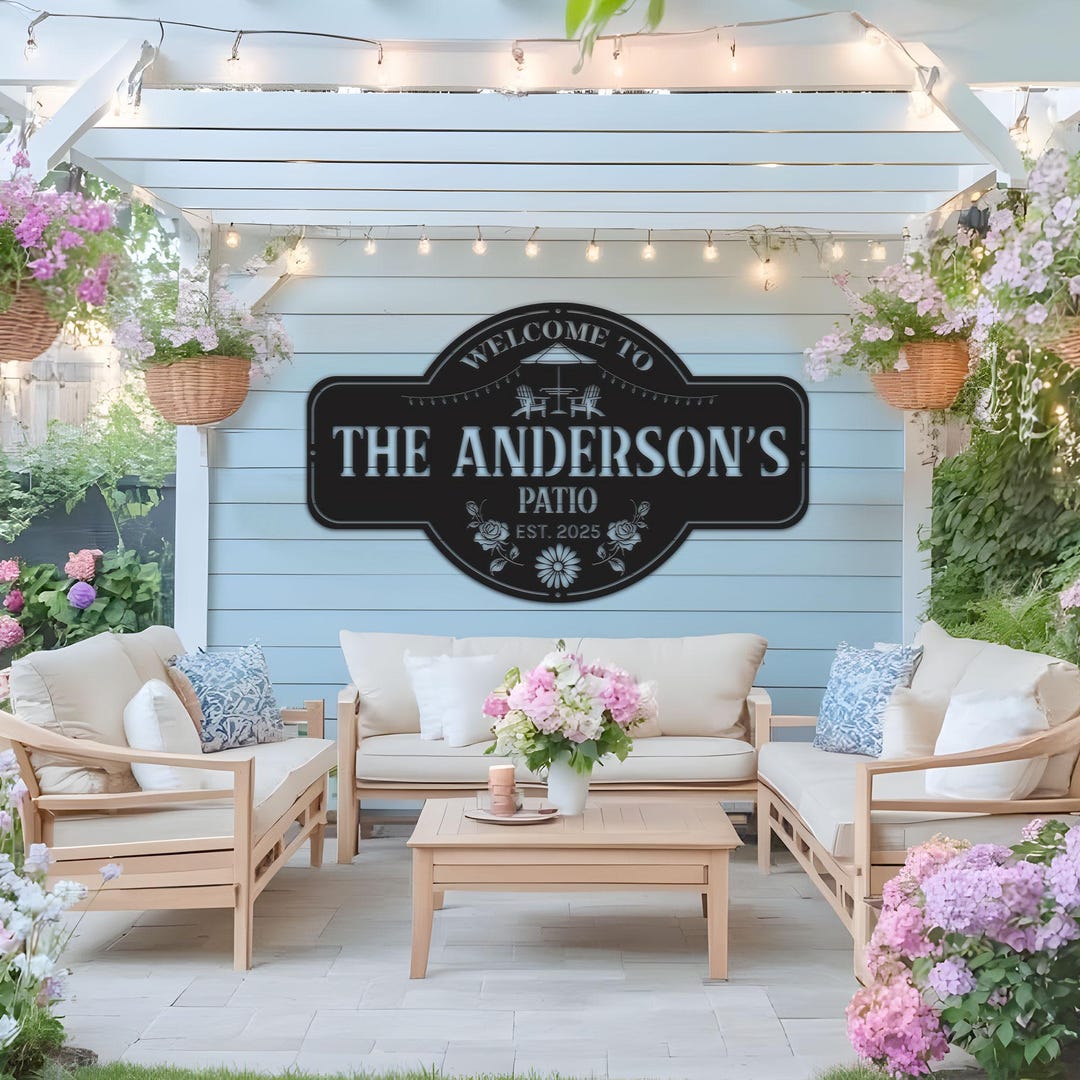 Personalized Metal Patio Sign: Custom Family Name Outdoor Decor - Etsy