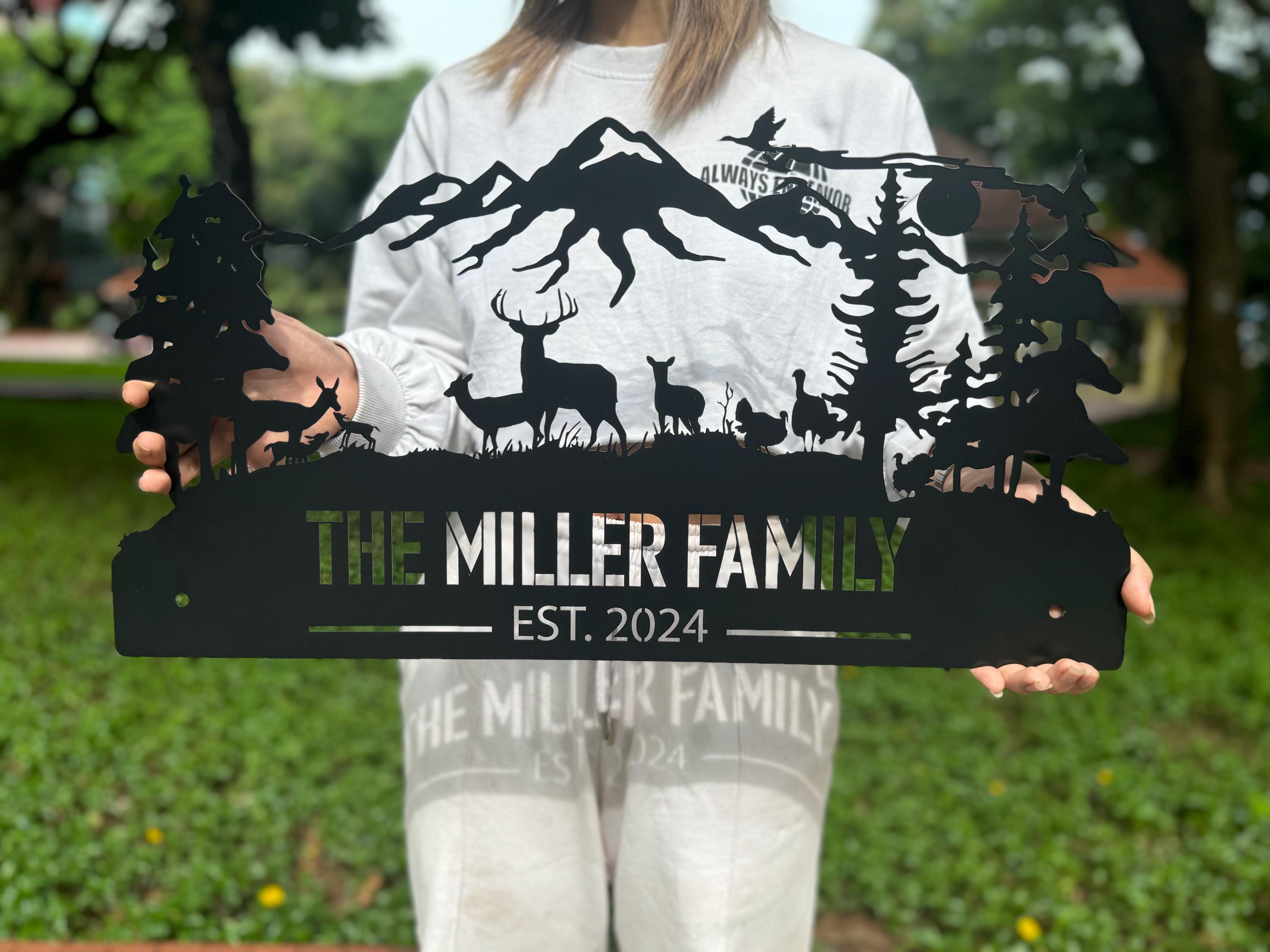 Custom Deer Sign,Last name sign for home,Personalized Gift,Metal Outdoor Sign,Turkey Deer Buck Metal,Christmas Gifts
