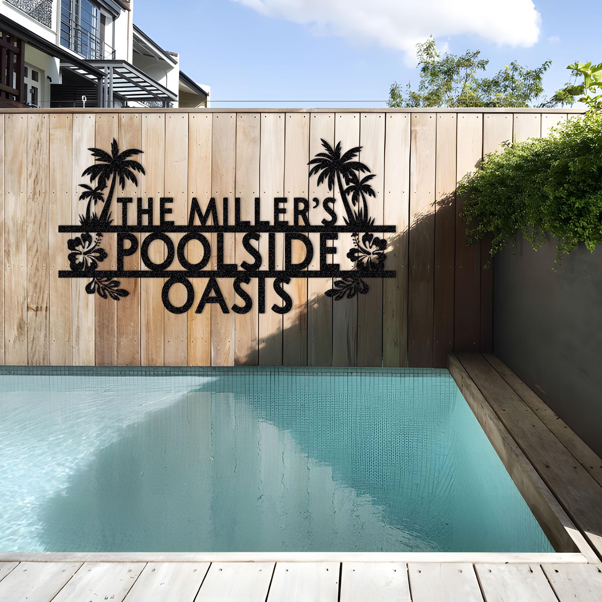 Personalized Backyard Pool Metal Sign: Tropical Oasis Decor - Etsy