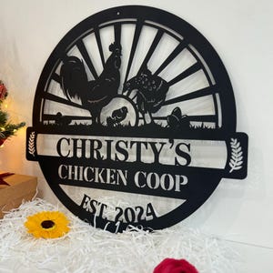 Custom Chicken Metal Sign,Farm house Decor,Personalized Chicken Coop Sign Name,Metal Wall Art,Hen house Sign,Farm Sign,Outdoor Decor,Gifts