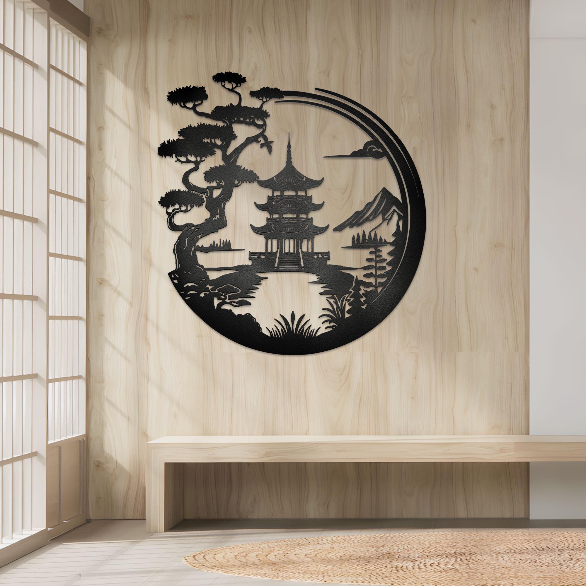 Enso Circle Torii Gate Metal Wall Art: Japanese Bonsai Decor - Etsy UK