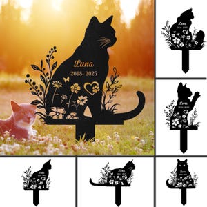Custom Cat Memorial Garden Stake: Personalized Metal Pet Loss Gift