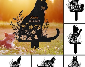Custom Cat Memorial Garden Stake: Personalized Metal Pet Loss Gift