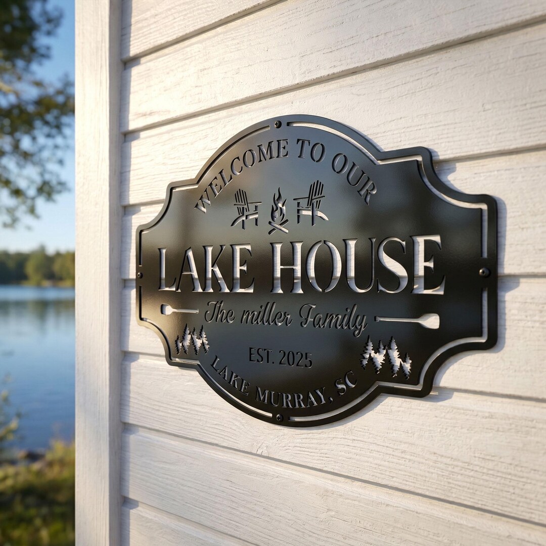 Personalized Lake House Sign: Custom Metal Paddle Decor, Last Name Sign ...