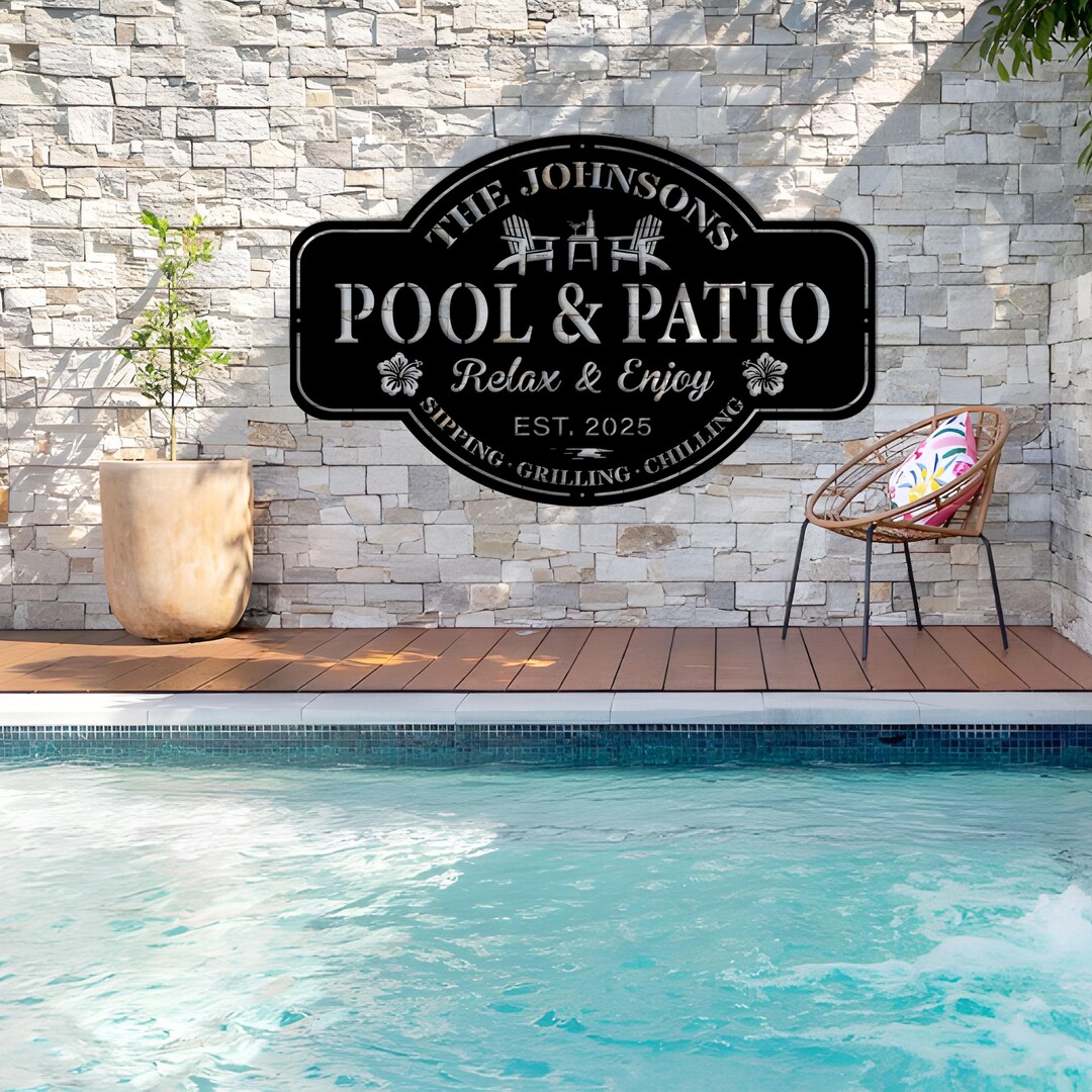 Personalized Pool & Patio Sign Backyard Bar and Grill Pool,pool Sign ...