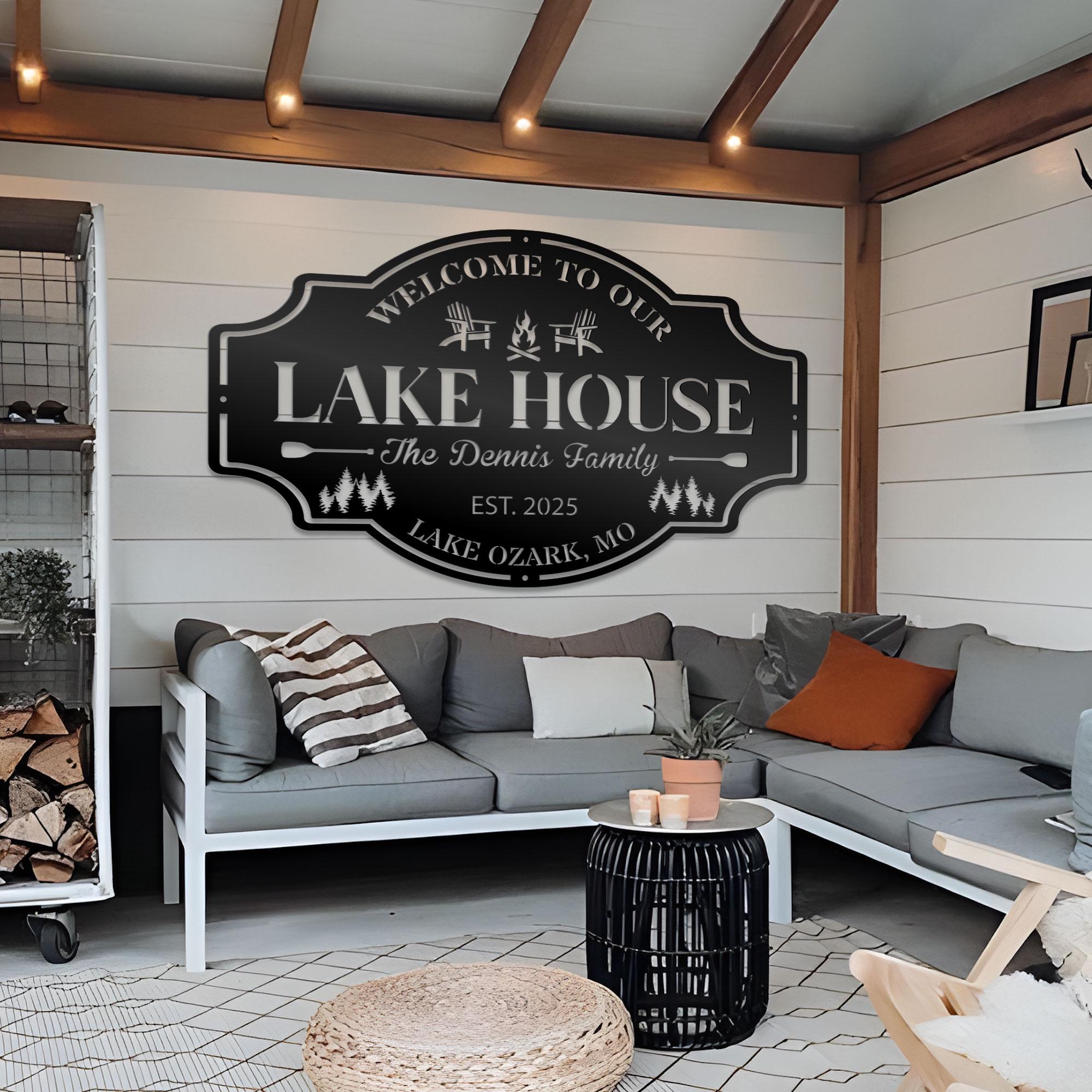 Personalized Lake House Sign: Custom Metal Paddle Decor, Last Name Sign ...