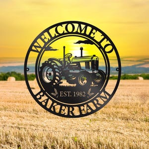 Personalized Metal Tractor Farm Sign: Custom Barn Decor, Farmer Gift