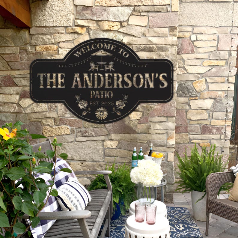 Personalized Metal Patio Sign: Custom Family Name Outdoor Decor - Etsy