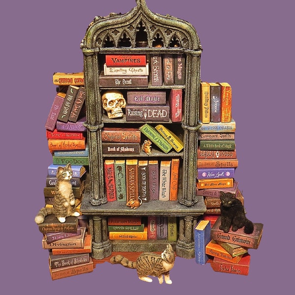 Miniatur DIY WITCH & WIZARD Zaubertrank und Zauberbücher, Set aus 75 Original Buchdeckeln. ooak, 1:12