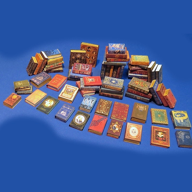 Miniature Dollhouse BOOK KIT Over 100 Vintage Book Covers Any Scale image 2