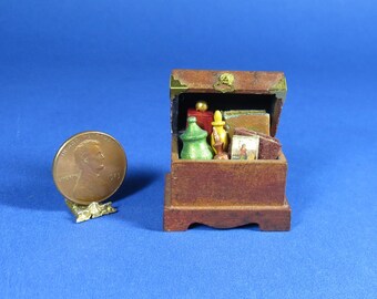 Collector Miniature 1:12 Small Trunk or Chest - Potion and Book Filled, Witch, Wizard, Attic