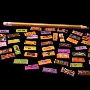 Download, Dollhouse Miniature HALLOWEEN Candy Bar Wrappers.