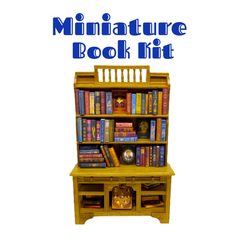 Miniature Dollhouse BOOK KIT Over 100 Vintage Book Covers Any Scale image 1