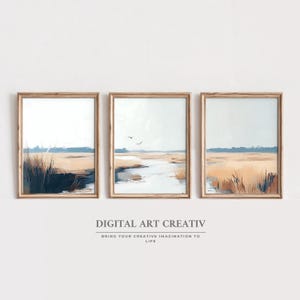Set of 3 Landscape Prints | Digital Landscape wall Art | Vintage Landscape Painting Trio for Home Decor | Set of 3 Country Wall Art Prints