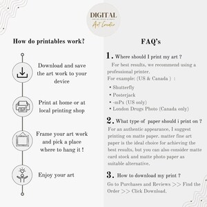 Pode incluir: Gr&aacute;fico creme com o texto "DIGITAL Art Creativ" e instru&ccedil;&otilde;es sobre como baixar e imprimir arte. A se&ccedil;&atilde;o de perguntas frequentes fornece recomenda&ccedil;&otilde;es de impress&atilde;o e sugest&otilde;es de papel.