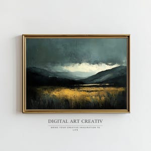 Moody Landscape Printable Wall Art | Vintage Landscape Art Print | Dark Moody Oil Painting | Rustic Farmhouse Landscape Printable wall art