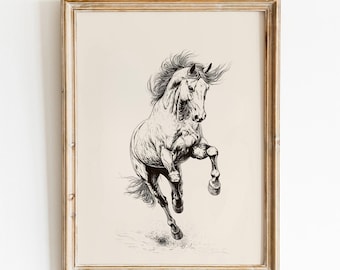 Vintage Horse Sketch Print: Farmhouse Equestrian Art (Digital Download)