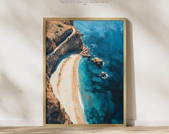 Arte imprimible de isla griega / Impresión descargable de playa griega / Arte mural costero neutro / Impresión de playa de Skiathos (Grecia) / Arte mural de playa