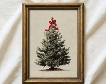 Vintage Christmas Tree Print | Holiday Wall Art | Christmas Decor printable art | Festive Vintage Tree Printable WallArt | digital download