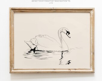 Stampa artistica da parete con disegno di un'oca sciocca / Poster di un'oca carina per la cameretta dei bambini / Download digitale di animali da fattoria / Stampa di un'oca sciocca / Decorazione per la cameretta dei bambini con un'oca