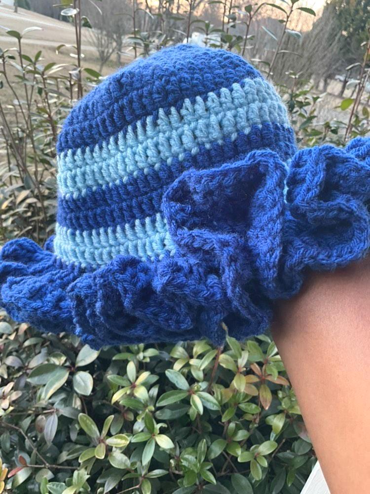 Ruffle Blue Crochet Hat - Etsy display picture 2