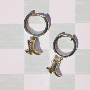 14k Gold Plated Cowboy Boots Hoop Earrings | Thick Gold Plating | Western Cowgirl Jewelry | Country Concert Accessories