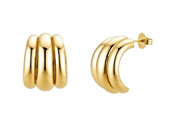 Gold Plated Drop Earrings | Thick Gold Plating | Lightweight Vintage Statement Jewelry for Women