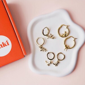 Gold Angel Hoop Earring | Dainty Cherub Jewelry | Celestial Charm Hoops image 3
