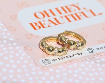 Gold Huggie Earrings | Dainty Stacking Hoops | Water-Resistant Thick Gold-Plated Jewelry