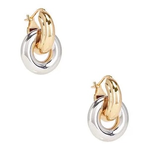 Two Tone Chunky Hoop Earrings | Gold Silver Mixed Metal Statement Hoops