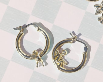 Gold Plated Cherub Earring | Thick Gold Plating | Lightweight Statement Jewelry for Women