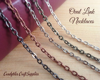 10pc...Vintage Style Chain Necklaces....Mix and Match your colors...OLC24 Oval Link Chains