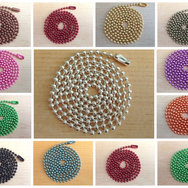 50 Colored Ball Chains. Mix and Match any color. Great for pendants.