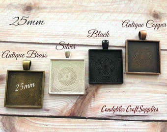 10 Square Pendant Trays ....MIX and MATCH. Trays are 1 inch...SPT