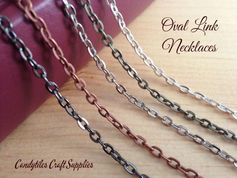 50pk..Vintage Style Chain Necklaces....Mix and Match your colors...OLC24 Oval Link Chains image 1