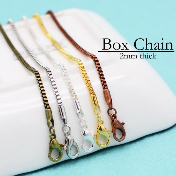 10pk....2mm Box Chain Style Necklaces....Wholesale...Mixed Colors