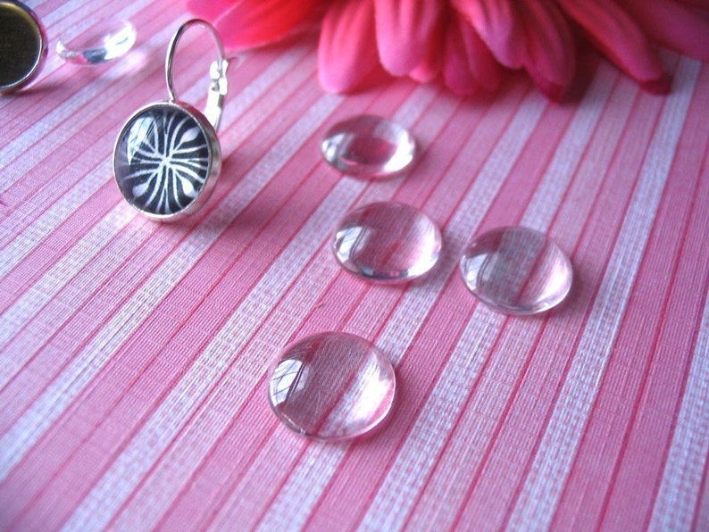 10pk..12mm Earring Trays with Glass Inserts... Make matching earrings to go with your pendants image 2