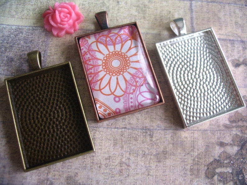 20pk..Medium Rectangle Pendant Trays...with glass Etsy