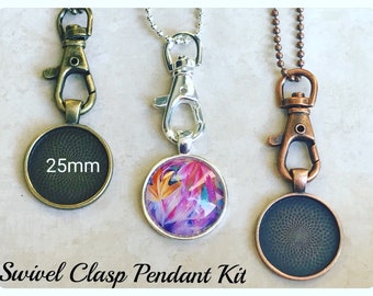 50pk...Necklace Kit...Swivel Clasp, chains, glass and pendant trays included