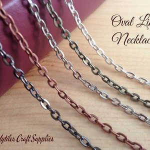 20pk Vintage Style Chain Necklaces....Mix and Match...Gun Metal..Antique Brass..Copper..Silver..OLC24 Oval Link Chains image 1