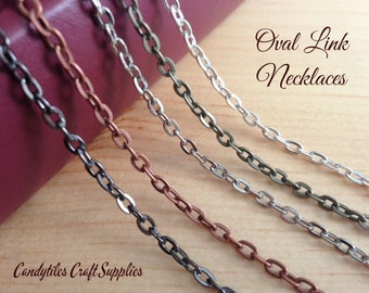 Vintage Style Oval Link Chain Necklace, 24 inch (20pk)