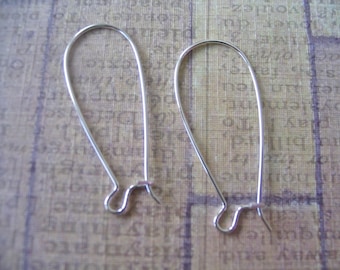 25pc Kidney Earwire...Sterling Silver Plated...Size 35x15mm. Earring Hooks, Earring Findings.